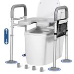 LOLLIDO 500lbs Adjustable Toilet Seat Risers for Seniors with Storage Pouch, Raised Toilet Seat with Handles for Elderly, Pregnant and Disable, Padded Handicap Toilet Seat Riser (Without Bucket)