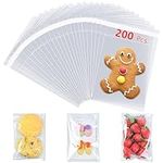 200 Pcs cellophane bags 5x7 Inches Crystal Clear Plastic parties Treat Bags, Self-Sealing sweet bags for Cookies, Sweets, Gifts, Jewelry, Candy, Soap, and Candles