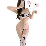 SINROYEE Womens Sexy Cow Cosplay Bikini Lolita Maid Outfit Kawaii Bra and Panty Set Japanese Anime Lingerie (One piece bikini)