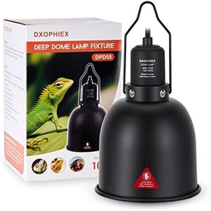 DXOPHIEX 5.5inch Deep Dome Reptile Heat Lamp Reptile Light Fixture UVB Reptile Light Fixture Max 100W for Bearded Dragon, Turtles, Snake and Lizard Terrarium