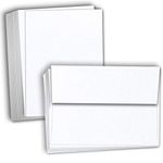 Hamilco White Linen Cards and Envelopes - Flat 5" x 7" Cardstock Paper 80lb Cover 100 Pack