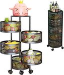 Blastoise Kitchen Storage Rack-Rotating Vegetable Rack Floor-Standing Multi-Layer Kitchen Storage Rack, Household Storage Shelf for Kitchen Living Fruit Vegetable Snack Stand (4 Tier)