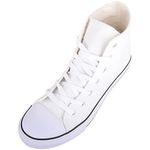 Womens Slip On Lace Up High Top Canvas Summer Trainers Pumps Sneakers - White - UK 5 / EU 38