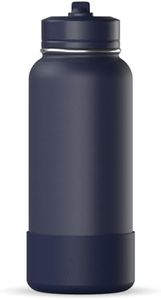 Hydrapeak 32oz Sport Insulated Water Bottle with Straw or Chug Lid, Leak & Spill Proof, Keeps Drinks Cold for 24 Hours, Hot for 12 Hours, Premium Stainless Steel Water Bottles (32oz, Navy)