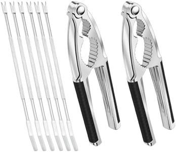 Anglekai Nut Crackers, 8Pcs Multi-Purpose Cracker Tools - Stainless Steel Seafood Pecan Crackers Forks, Non-slip Handle Walnut Cracker Tools, Lobster Crab Leg Cracker Nut Cracking Tools (Black)