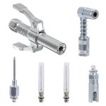 Pindex Grease Gun Needle Nozzle with 2 Injector Needle Tips Narrow, G Coupler Quick Release Lock 1/8" npt with 90° Right Angle Grease Coupler Nozzle Adapter Set for Grease Gun