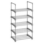 SONGMICS Shoe Rack, 5 Tier Shoe Organizer, Metal Shoe Storage Shelves, Easy to Assemble, Entryway, Grey ULSA005G02