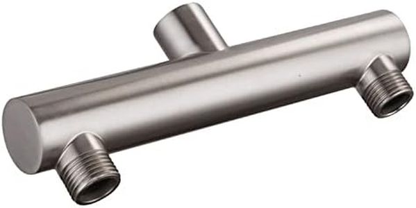 AZOS Double Outlet Manifold Dual Brass Shower-Head for Twin Sprayer Showering System Two Shower Adapter Can Hold 2 showerheads of 5" Brushed Nickel,Double Enjoyment