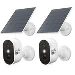 AOSU 2K Security Camera Wireless Outdoor, Solar Powered Security Camera with Spotlight, Siren, Motion Detection, Full Color Night Vision, 2-Way Audio, IP66, Compatible with Alexa, 2.4GHz WiFi (2PACK)