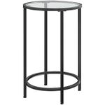 Yaheetech Round Side Table, Small Coffee Table Tall Telephone Table With Sturdy Metal Frame, Modern Bedside Table End Table with Tempered Glass Top, Sofa Table for Living Room/Bedroom, Black