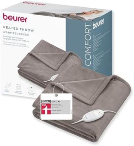 Beurer HD 75 Heizdecke, kuschelige Wärmedecke mit 6 Temperaturstufen, Sicherheitssystem und Abschaltautomatik, maschinenwaschbar, Taupe, 180 x 130 cm