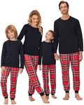 Ekouaer Family Matching Pajamas Christmas Sleepwear Long Sleeve Sleep Shirt with Plaid Pants Soft Loungewear Pjs Set Christmas Plaid,10T-11T