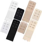 Bighan 8 PCS Bra Extenders 2 Hook 3 Rows Set White, Black, Beige, Skin Color, Soft and Comfortable Bra Strap Extension