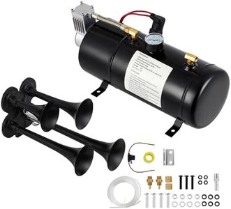 GarveeTech 150DB Train Horns Kit, 4 Trumpets Truck Air Horn Kit with 0.8 Gallon Tank & 150 PSI Air Compressor, 12V Train Horns for Pickup Trucks, Car, Motorcycle, Semi, Jeep, RV, SUV, Van, Boats