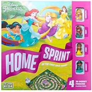 Disney Juego de Mesa Princess Home Sprint, 4 Piezas de Juego de Princesa Incluidas, Juego Familiar, Gran Regalo para niños, a Partir de 4 años