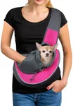 YUDODO Pet Dog Sling Carrier Mesh Hand Free Adjustable Dog Satchel Carrier Bag Papoose Crossbody for Small Medium Dog Cat Rabbit (S(up to 5 lbs), Pink)