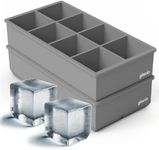 glacio Ice Cube Trays Silicone - Large Ice Tray Molds for Making 8 Giant Ice Cubes for Whiskey - 2 Pack