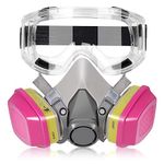 Half Facepiece Respirator, Reusable Chemicals Respirator with 60926 Filters and Goggle for Painting,Gas, Dust, Machine Polishing, Organic Vapors, Epoxy Resin