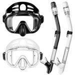 Snorkeling Gear for Adults, Zipoute Snorkel Dry Top Snorkel Set, Panoramic Anti-Leak and Anti-Fog Tempered Glass Lens, Adults Adjustable Snorkeling Set *2, Scuba Diving Swimming Couple Snorkel Kit