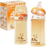 NICEPAPA PPSU Flip-Lid Baby Bottle, 10 Oz, Wide Neck Anti-Colic, 2-Pack(S)