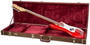 Crossrock Designer Series- Wooden Case for Fender Precision & Jazz Bass Guitars- Security Lock, Metal Feet, Storage Space- Blossom Brown(CRW530BBQ)