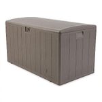 Plastic Development Group 130-Gallon Weather-Resistant Plastic Resin Outdoor Patio Storage Deck Box with Soft-Close Lid, Driftwood