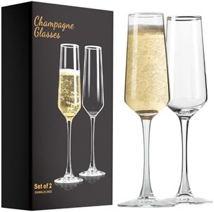 PARACITY Champagne Flutes, Champagne Glasses Set of 2, Elegant 8.5oz Glass Champagne Flutes, Gift for Birthday, Wedding, Christmas, Clear Sparkling Champagne Glasses for Women, Men