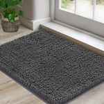 Foxcool Door Mats Indoor Bath Mat Non Slip Dirt Trapper Doormat Soft Absorbent Entrance Rug Floor Mat Indoor Mats for Front Back Door, Entryway,Bathroom,Pets and Dogs (Grey L, 60X90)