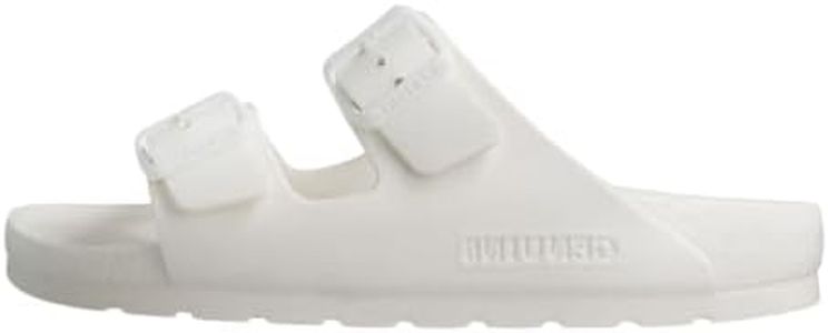 Genuins White Mallorca H2O Comfort Sandals, EVA Footbed with Adjustable Dual Buckle, Ergonomic Arch Support Slip On Lightweight Casual Summer Travel Beach Walking Footwear, 9 US Women / 7 US Men