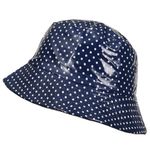 Toutacoo, Waterproof Vinyl Bucket Rain Hat (03-Polka Dot - Blue, Small)