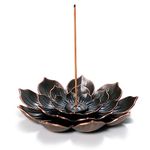 GARMOLY Large Incense Holder for Sticks Anti-Ash Spilling, Brass Lotus Incense Stick Holder and Detachable Ash Catcher