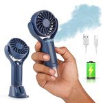 Gesto Mini Portable Usb Hand Fan or DC Fan - 3 Speed Modes Handheld Fan for Summer With 1200 mAh Battery| Rechargable Mist Fan With Water Spray | Portable Misting Fan for Makeup,Kitchen,Travel (Blue)