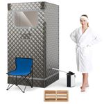 HOMFME Portable Sauna Tent, Full Body Steam Sauna with 3L Steamer Generator, Remote Control, Folding Chair, Personal Home Sauna Box Pod for Therapy Slimming Detox (Gray)