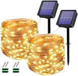 Solar Garden Lights, 2 Pack 2×120LED Garden Solar Lights Waterproof,Outdoor Solar String Lights 40Ft 8 Lighting Modes Solar Fairy Lights for Garden, Patio, Party, Wedding,Christmas (Warm)