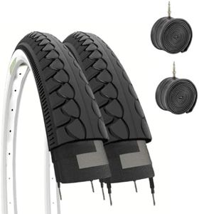 Ecovelò Blanco Negro MTB Bicicleta Híbrida 26 x 1,50 (40-559) + Cámaras Neumáticos Slick 2 Cubiertas de 26 x 1,50 cm, Adultos Unisex, Talla única