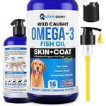Omega 3 Fish Oil for Dogs – Liquid Fish Oil Supplement with EPA & DHA – Promotes Healthy Skin & Coat – Low Odor Formula – Easy Pump – for All Breeds & Life Stages