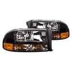 For Dodge Dakota Pickup 1997-2004 Headlight w/Parking Signal/Side Marker Light Diamond Black Pair Driver and Passenger Side | Replacement for CH2505114