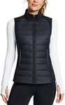 BALEAF Women's Lightweight Warm Puffer Vest Running Winter Hybrid Sleeveless Quilted Water Resistant Jacket Black M