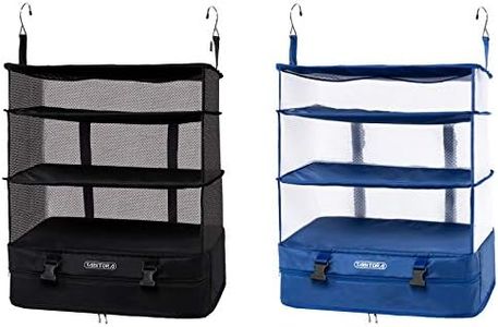 TABITORA Portable Hanging Travel Shelves Bag Packing Cube Organizer Suitcase Storage Large Capacity black+blue XL