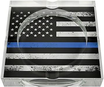 Humidor Supreme Blue Line Series Crystal Cigar Ashtray, Honoring The Police Force, Blue Line PD