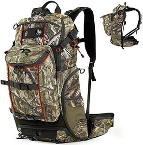 TR Hunting Backpack 3400cu, Waterproof Hunting Pack with Rifle Holder, Internal Frame, Rain Cover, Mossy oak Camo Hunting Daypack for Rifle Bow Gun