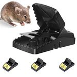 Trisiki 4 Pack Upgraded Rat Trap, Mouse Trap for Various Sizes of Rodents, High Sensitive Large Snap Trap that kills instantly, Reusable Heavy Duty Trap for Indoors & Outdoors, Big Size, Black