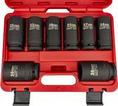 Neiko 02460A 3/4" Drive Deep Impact Socket Set, 8 Piece Jumbo Assortment | Metric Sizes (26 to 38 mm) | Chrome Vanadium Steel