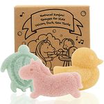 myHomeBody Konjac Baby Sponge for Bathing, Cute Shapes Natural Kids Bath Sponges for Infants, Toddler Bath Time, Natural and Safe Plant-Based Konjac Baby Bath Toys, 3pc. Set: Unicorn, Duck, Sea Turtle