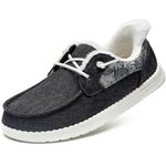 STQ Slip on Loafers Women's Casual Boat Shoes with Arch Support Winter Warm Hands Free Pregnancy Sneakers for Travel and Work Dark Grey US 6