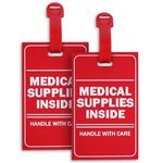 MEDMAX 2 Pack Medical Supplies Inside Tag, Handle with Care for Luggage or Bags Containing Medical Devices, Easy to Spot