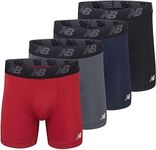 New Balance Men's Performance 5" No Fly Boxer Brief, 4-Pack, Pigment/Team Red/Lead/Black, 4XL, Pigment/Team Red/Lead/Black, 4X-Large Big Tall