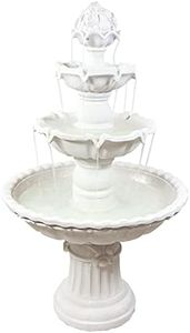 Sunnydaze 52-Inch H 3-Tier Outdoor Water Fountain with Fruit Top - Large Waterfall Feature for The Garden or Backyard - White