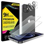 4youquality [4-in-1 Screen Protector for iPhone 12 Mini with Camera Lens Protector, Tempered Glass Film, 2-Pack Each, [LifetimeSupport][Impact-Resistant][Anti-Scratch][Ultra-Transparent]