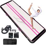 JOOLOOG Air Mat Tumble Exercise Gymnastics Inflatable Tumbling Mat 3M 4M 5M 6M 7M 8M Training Mat Thick 10/20 CM with 650W Electric Air Pump for Home Use Gym Training Cheerleading Pink Black